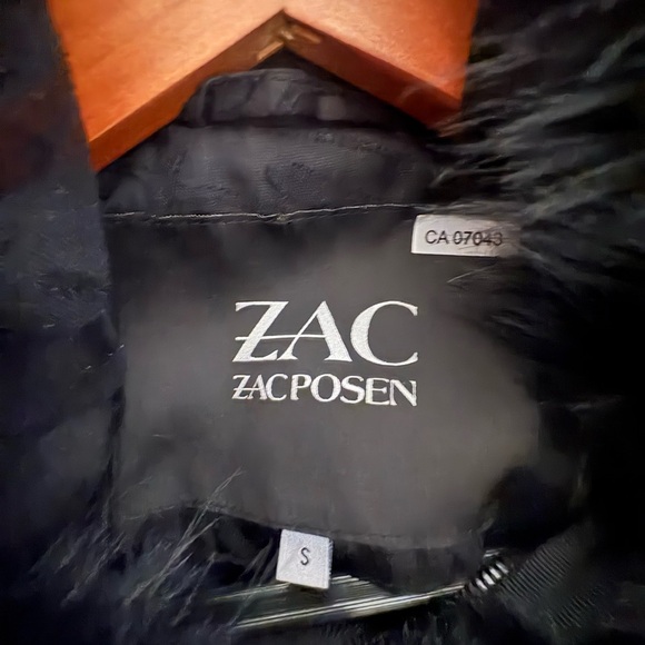 Zac Posen Black Utility Jacket with Faux Fur Collar - Picture 3 of 9